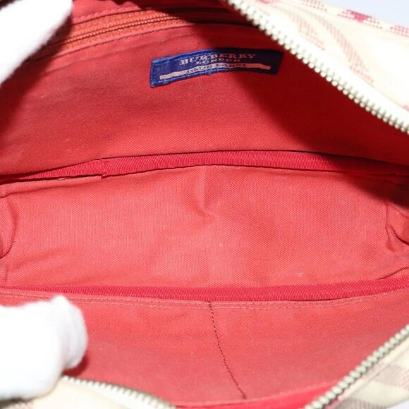 BURBERRY Nova Check Blue Label Shoulder Bag Canvas Beige Silver Auth 118746 - Picture 13 of 16
